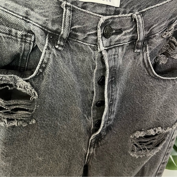 ✨ PacSun Black Distressed Button Fly Jeans 27 | Edgy High-Rise Grunge Denim - Picture 4 of 7